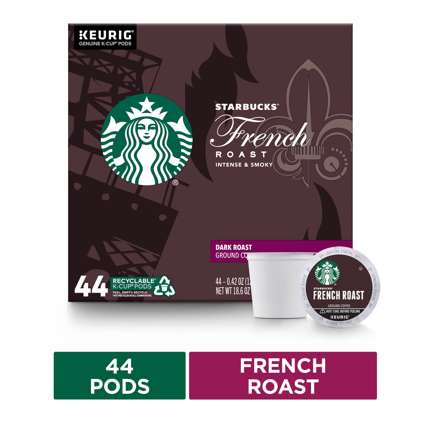 Starbucks French Roast Dark Roast Keurig K-Cup Coffee Pods 44 Count