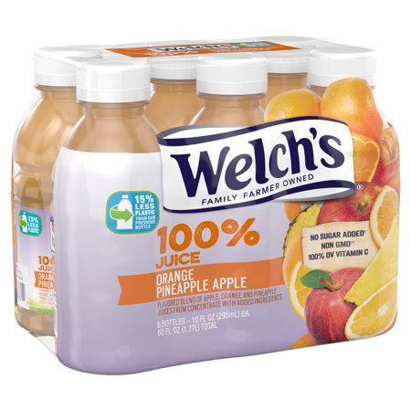 Welch S 100% Juice Orange Pineapple Apple 10 Fl Oz on-the-Go Bottle (Pack of 6)