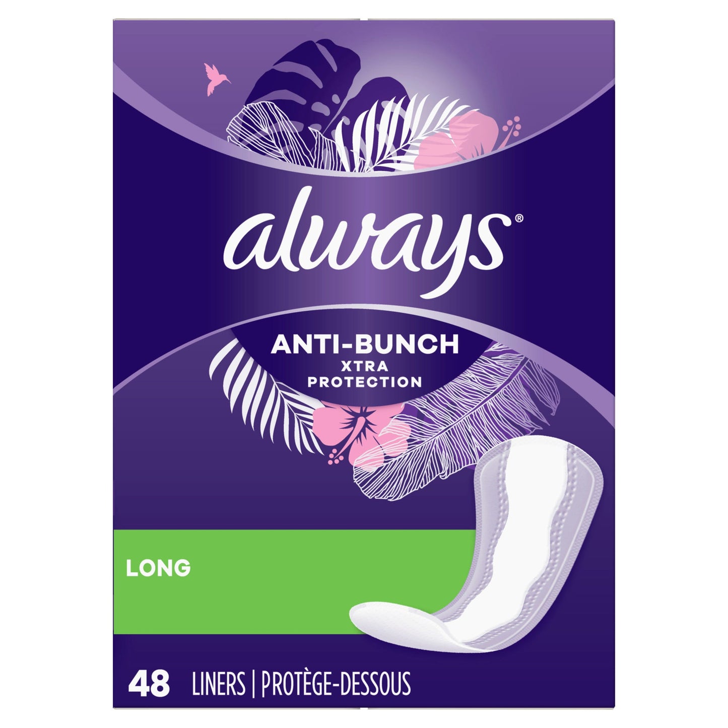 Always Anti-Bunch Xtra Protection Daily Liners Long Length 48 Ct