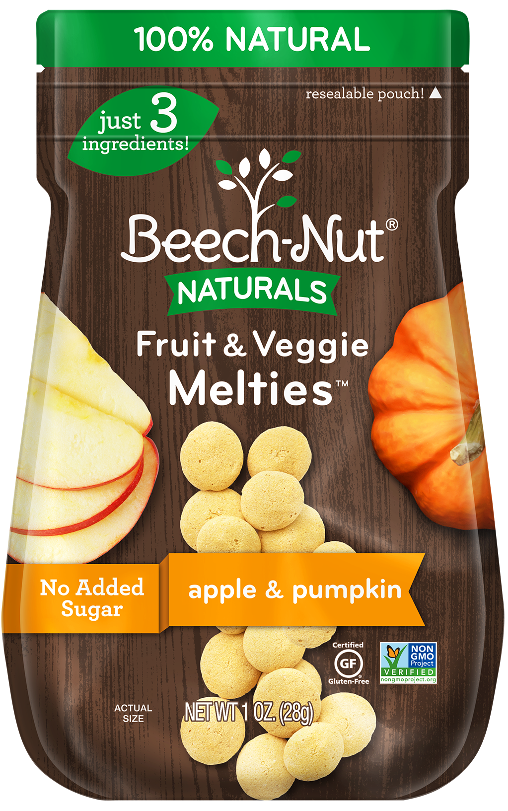 Beech-Nut, Naturals, Fruit & Veggie Melties, 8+ Months, Apple & Pumpkin, 1 Oz (28 G)