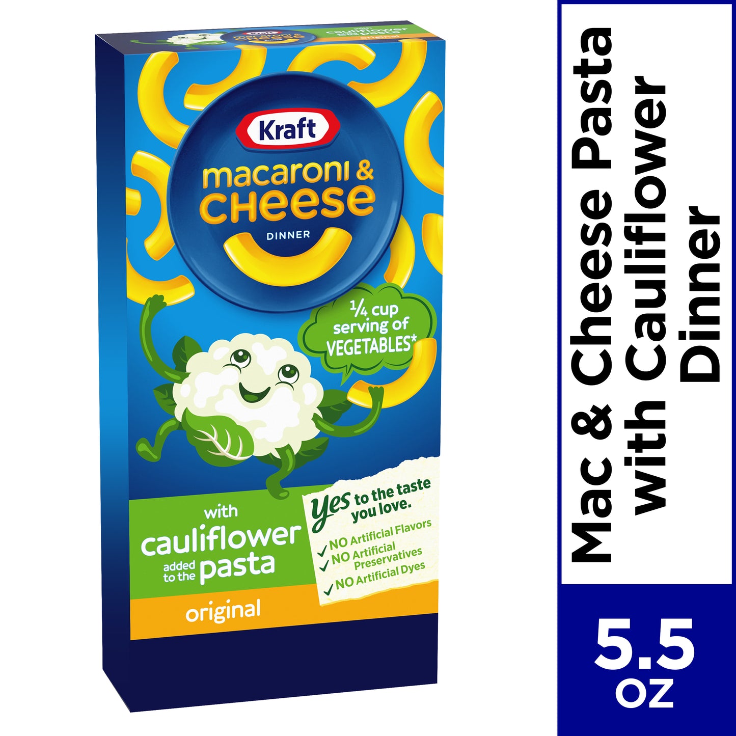 Kraft Original Mac & Cheese Macaroni and Cheese Dinner with Cauliflower Added to the Pasta 5.5 Oz Box