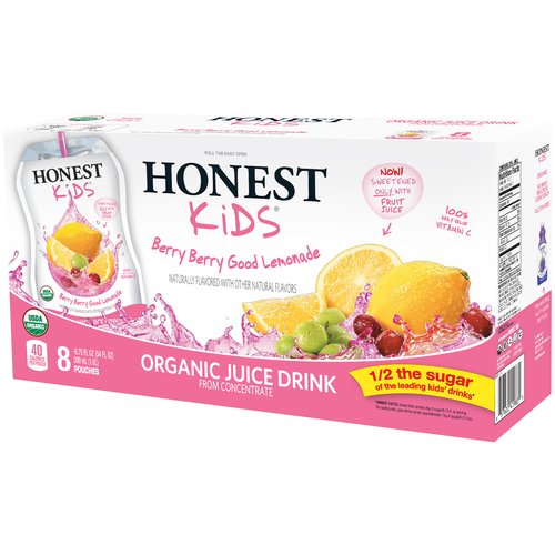 Honest Kids Organic Berry Good Lemonade Fruit Juice 6.75 Fl Oz 8 Pouches