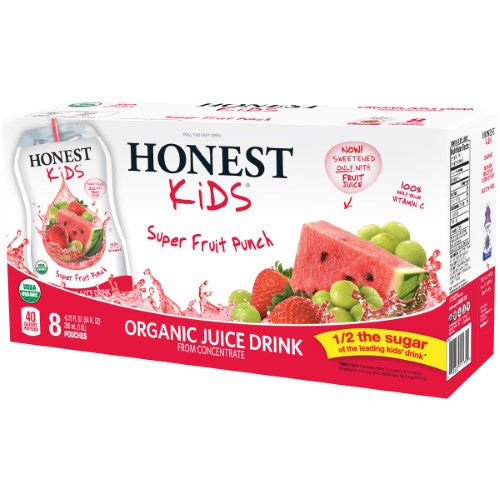 Honest Kids Organic Super Fruit Punch Juice 6.75 Fl Oz 8 Pouches