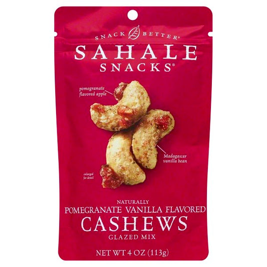 Sahale Snacks Naturally Pomegranate Vanilla Flavored Cashews Glazed Mix Gluten-Free Snack 4-Ounce Bag