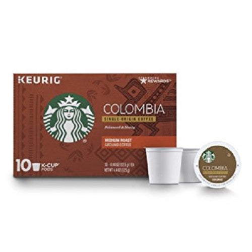 Starbucks Colombia Medium Roast Coffee for Keurig Brewers 1 Box of 10 K-Cup Pods