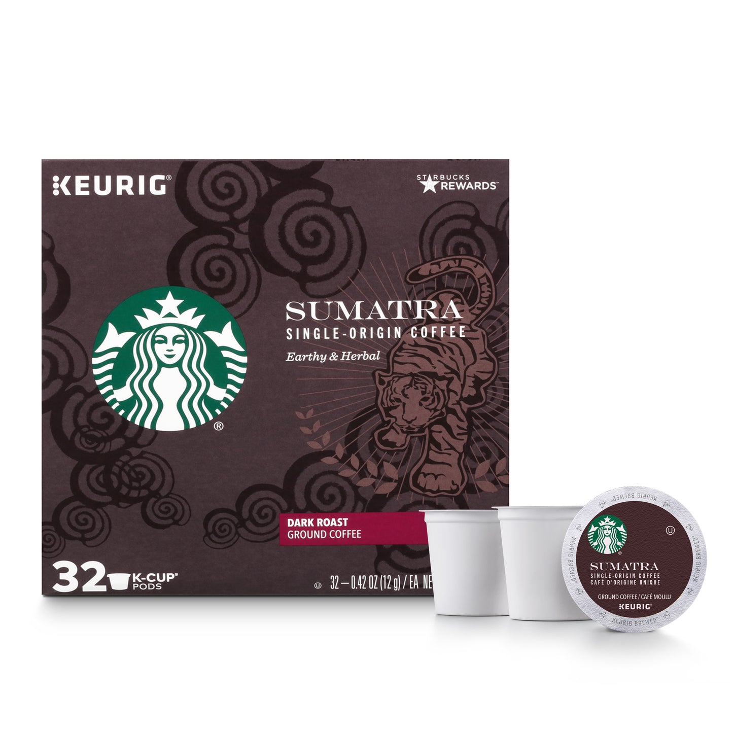 Starbucks Sumatra Dark Roast K-Cup Coffee Pods 100% Arabica 32 Ct