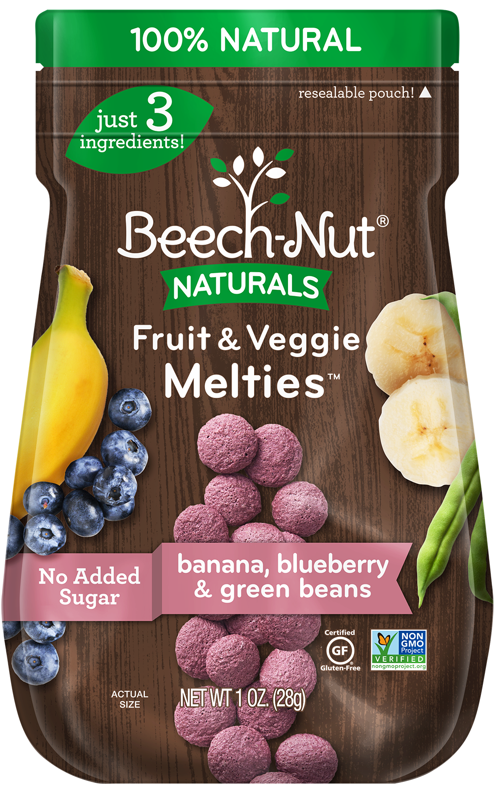 Beech-Nut, Naturals, Fruit & Veggie Melties, 8+ Months, Banana, Blueberry & Green Beans, 1 Oz