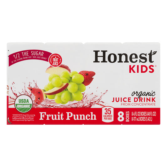 Honest Kids Organic Super Fruit Punch Juice 6 Fl Oz 8 Juice Boxes