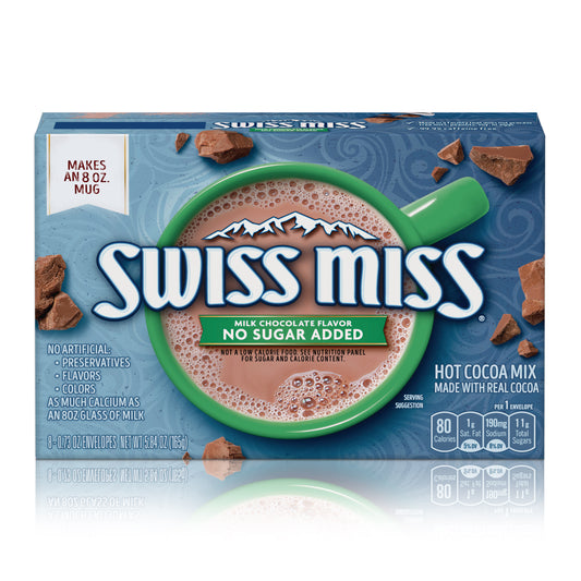 Swiss Miss No Sugar Added Milk Chocolate Flavored Hot Cocoa Mix 8 - 1.38z Oz