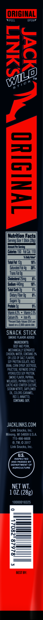 Jack Link S Wild Snack Stick Protein Snack Original 1oz