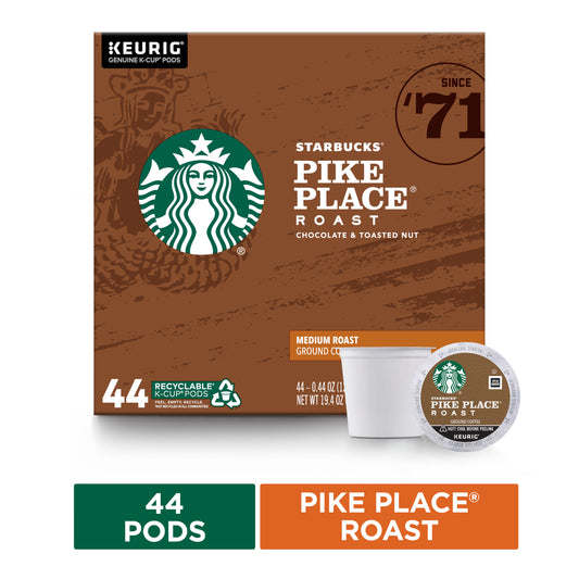 Starbucks Pike Place Roast Medium Roast Coffee Keurig K-Cup Coffee Pods 44 Count