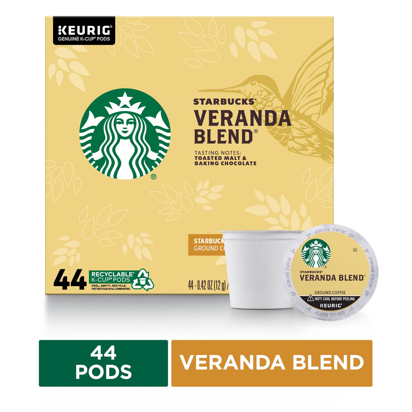 Starbucks Veranda Blend Blonde Roast K-Cup Coffee Pods 44 Count