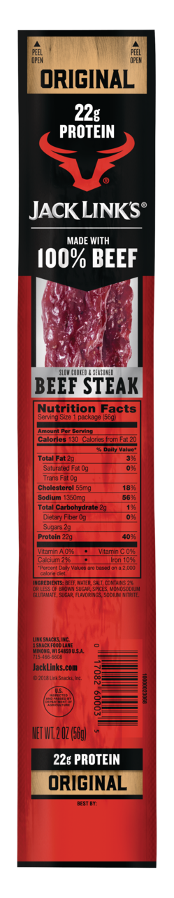 Jack Link’s Beef Steaks Original Made with 100% Beef 23g of Protein per Steak 2 Oz Steak