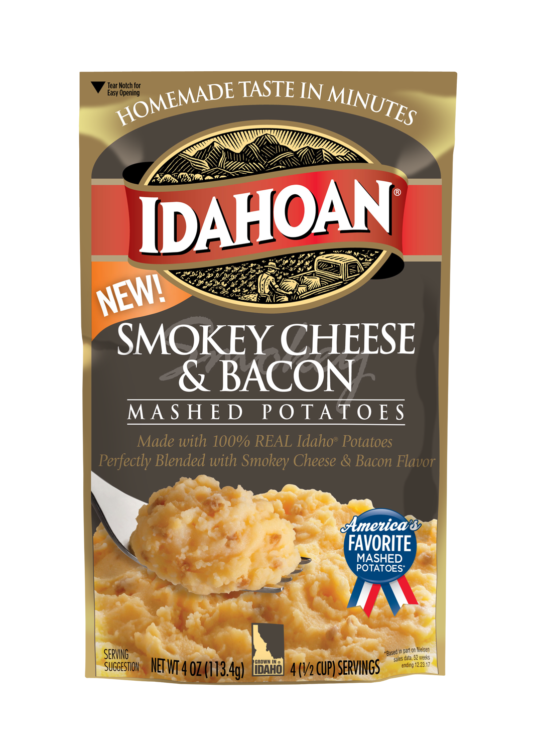 Idahoan Smokey Cheese & Bacon Mashed Potatoes 4 Oz Pouch