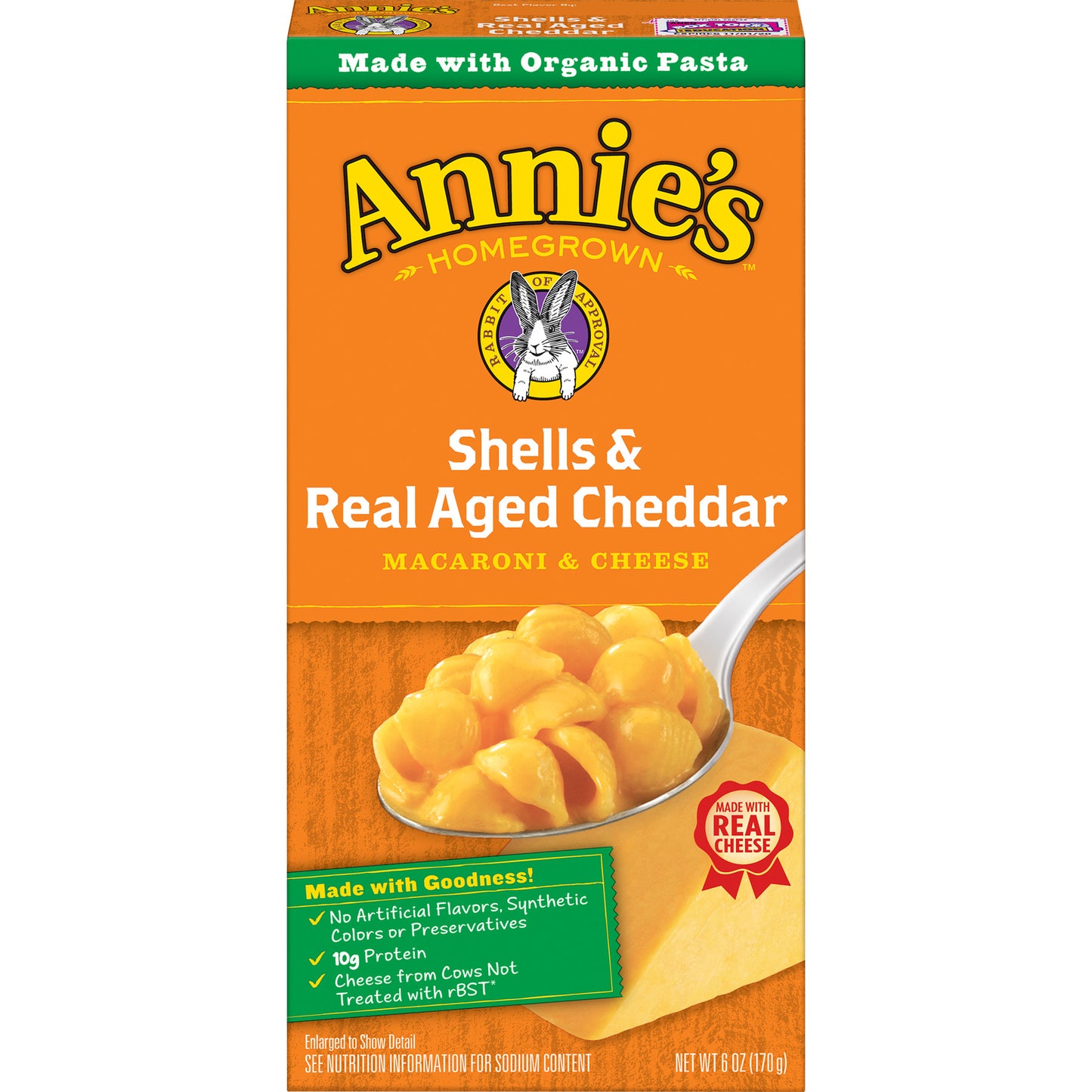 Annie's Homegrown Shells & Real Aged Cheddar Macaroni & Cheese 6 Oz