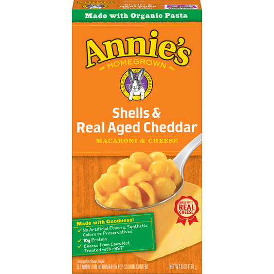 Annie's Homegrown Shells & Real Aged Cheddar Macaroni & Cheese 6 Oz