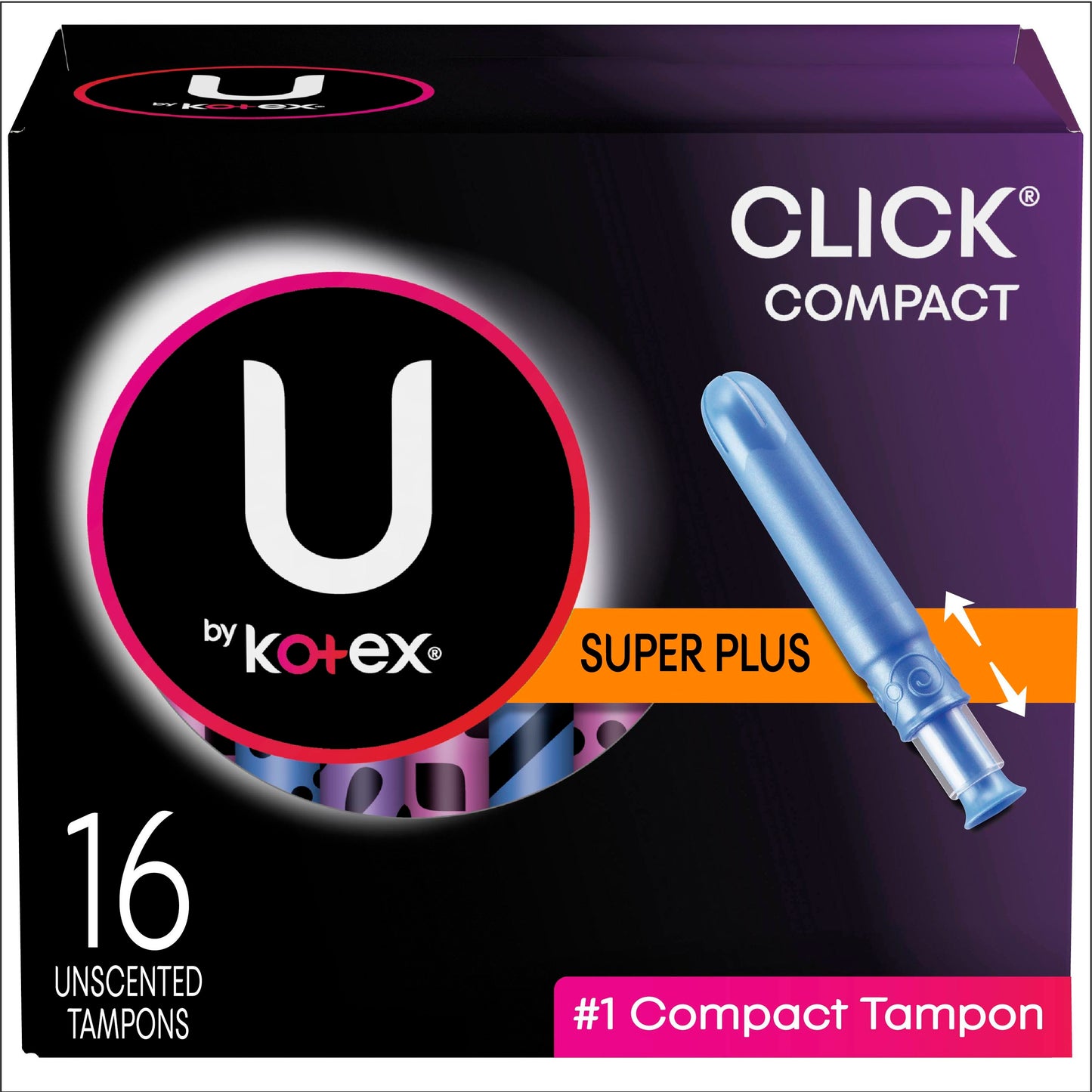 U by Kotex Click Compact Tampons Super Plus Unscented 16 Count