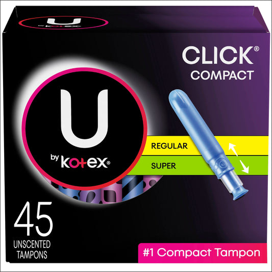 U by Kotex Click Compact Multipack Tampons Regular/Super Unscented 45 Count