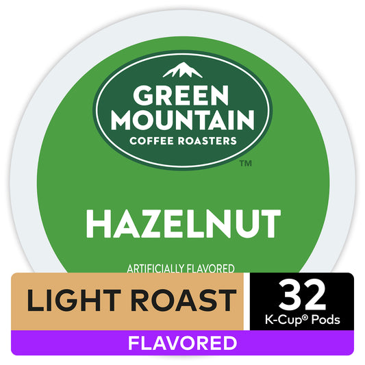 Green Mountain Coffee Hazelnut Flavored K-Cup Pods Light Roast 32 Count for Keurig Brewers