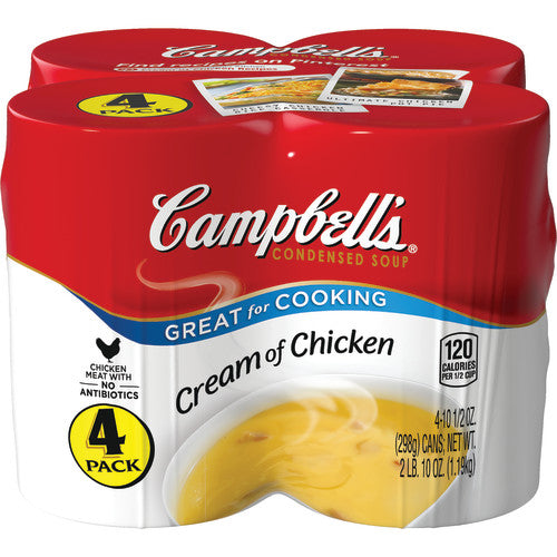 Campbell's Condensed Cream of Chicken Soup, 10.75 Oz Cans, 4 Pack - 10.5 Oz