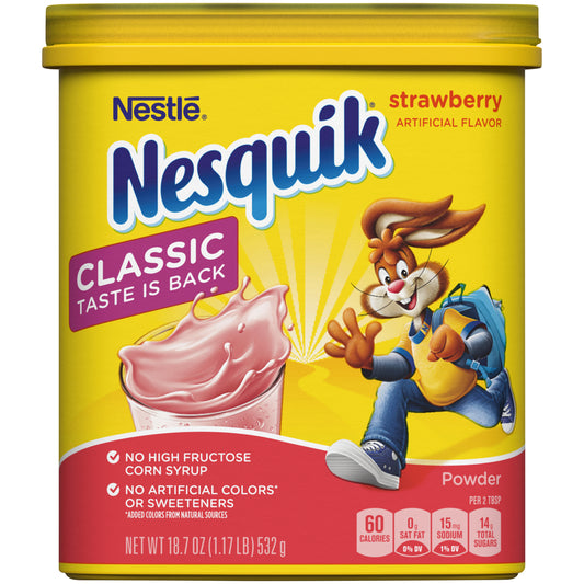 Nestle Nesquik Strawberry Flavor Powder Drink Mix 18.7 Oz