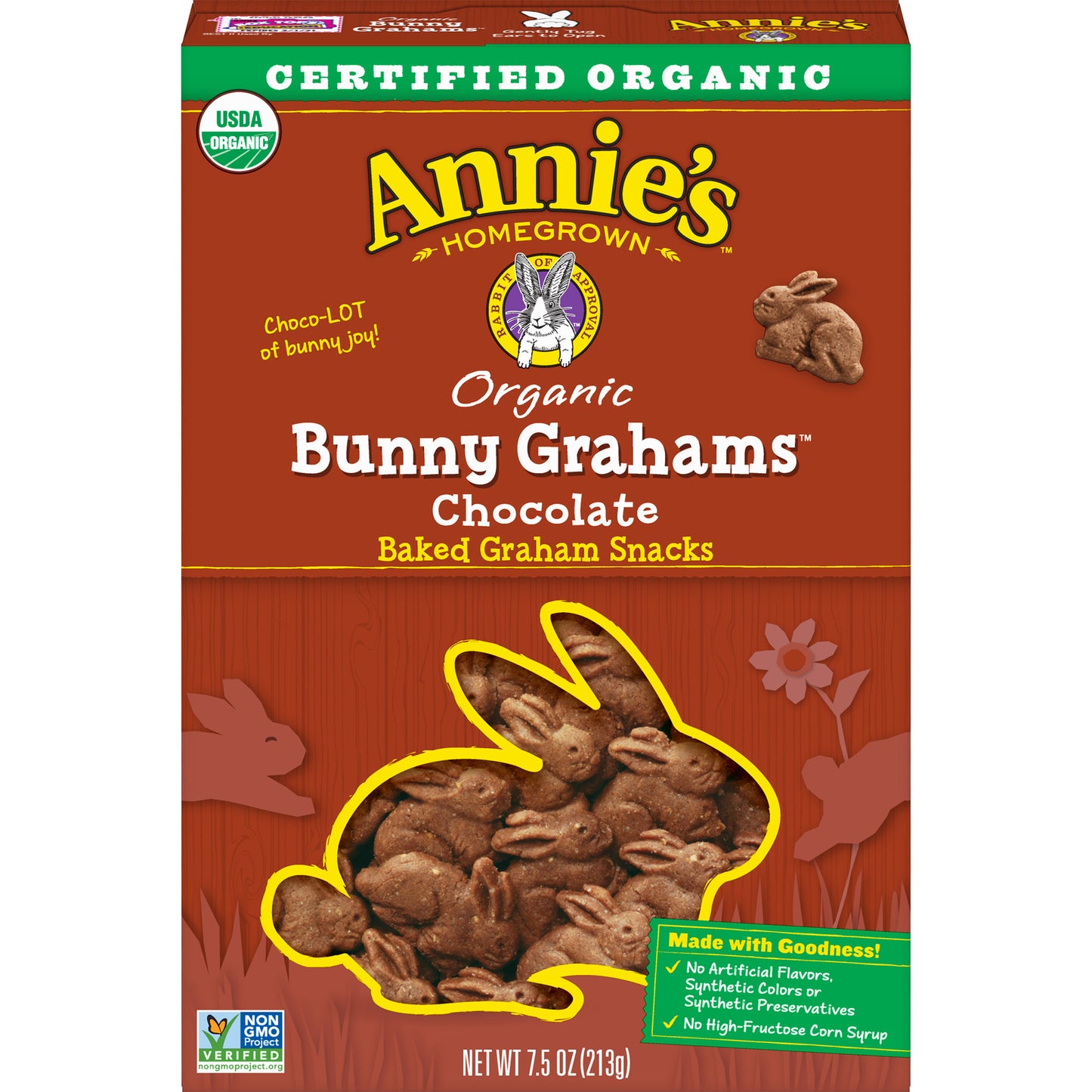 Annie's Homegrown Crackers - Organic Chocolate Bunny Graham Crackers