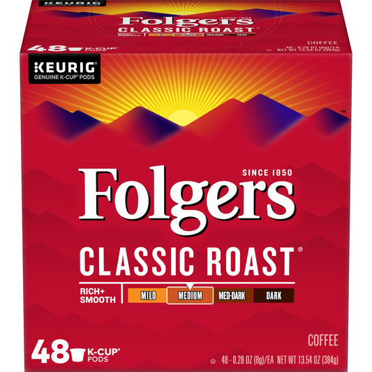 Folgers Classic Roast Coffee Keurig® K-Cup® Pods, Medium Roast, 48/Box