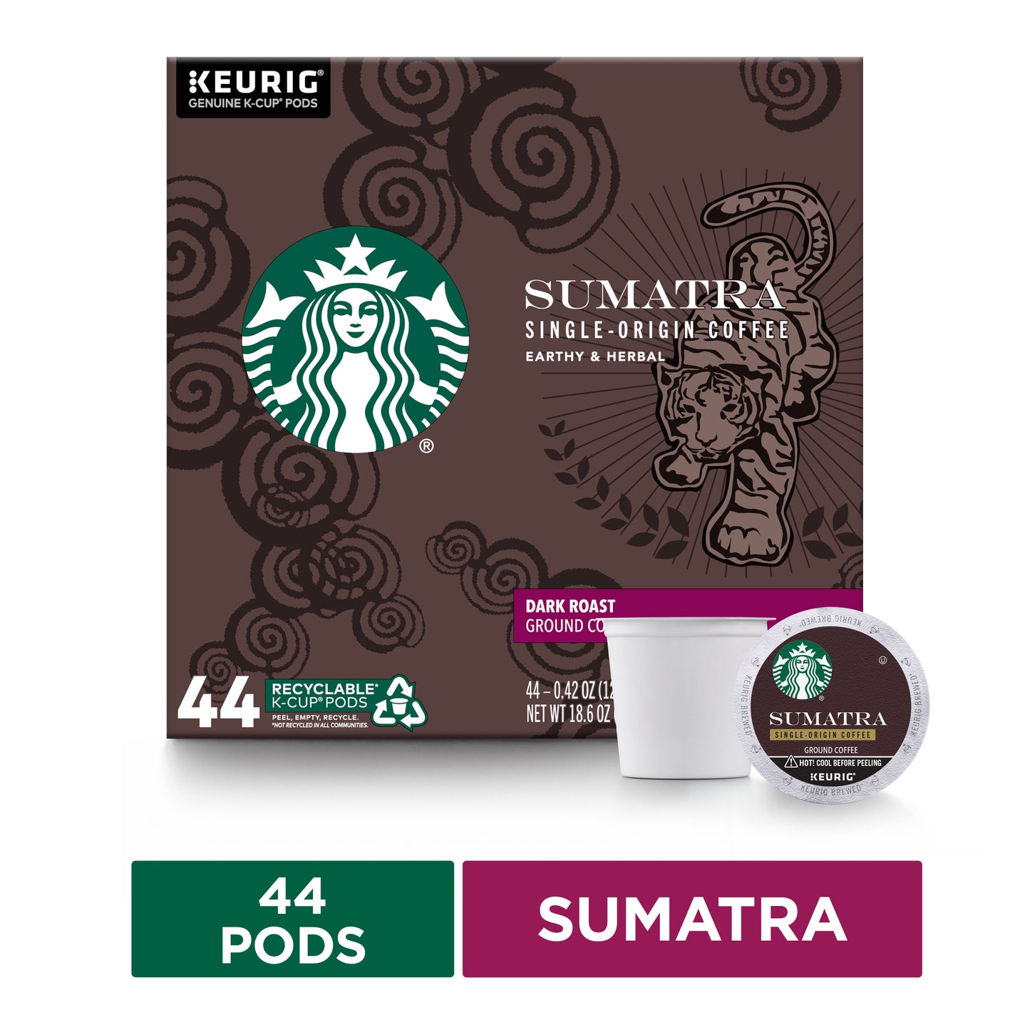 Starbucks Sumatra Dark Roast K-Cup Coffee Pods 44 Count