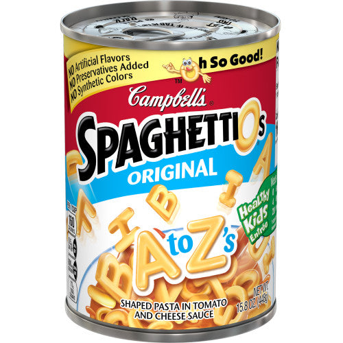 Campbell's SpaghettiOs Original A to Z's Canned Pasta, 15.8 oz Can