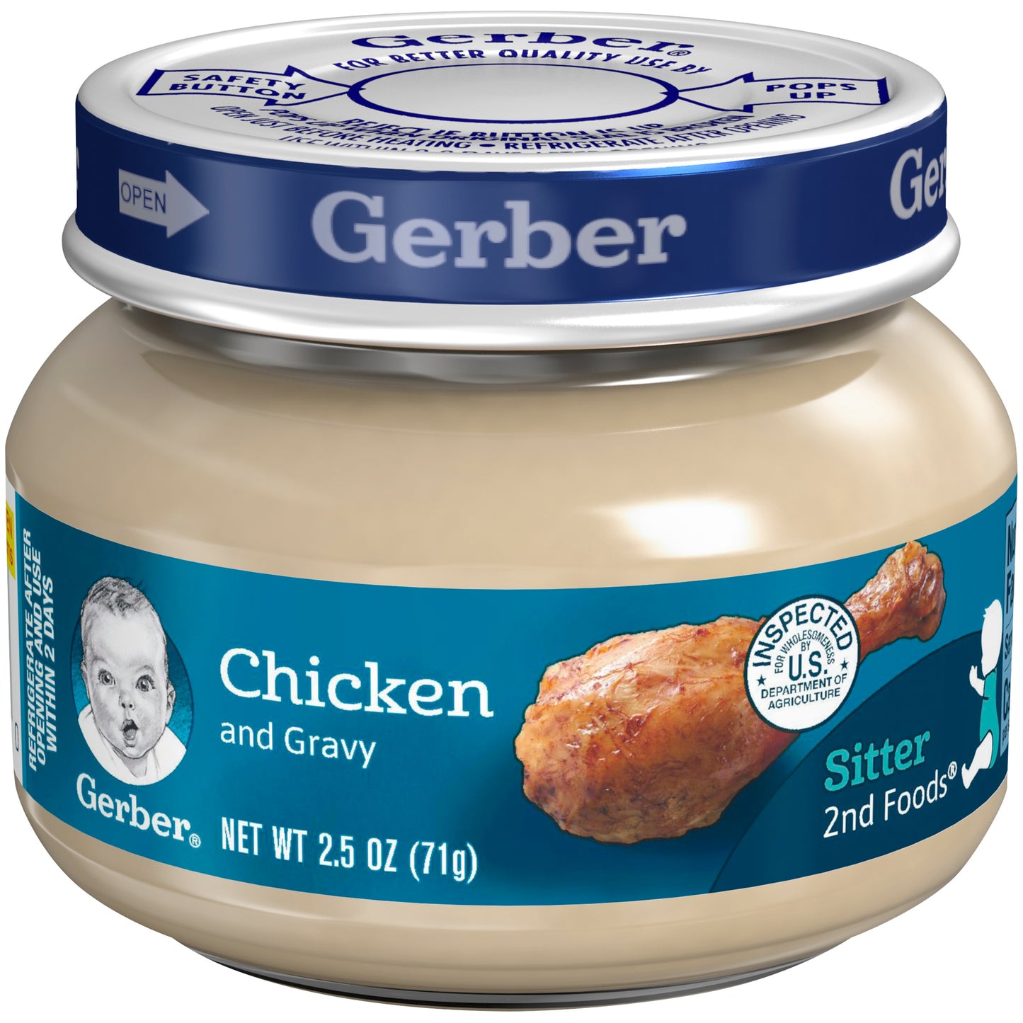 Gerber, Mealtime for Baby, 2nd Foods, Chicken & Gravy, 2.5 Oz