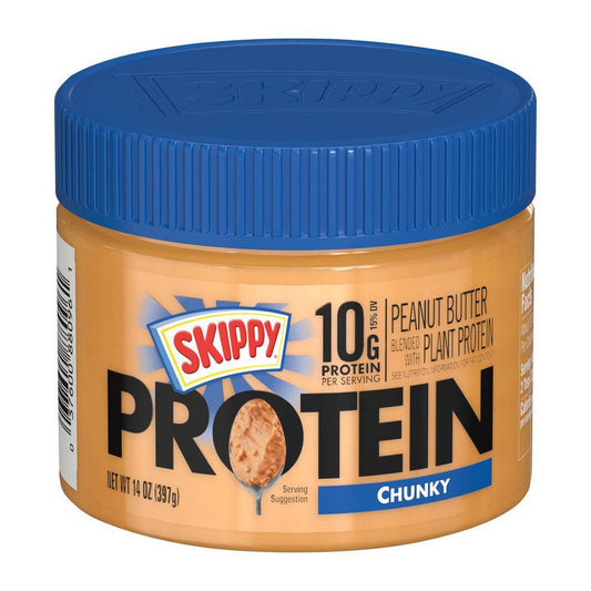 SKIPPY Chunky Peanut Butter Blended with Plant Protein 14 Oz Jar