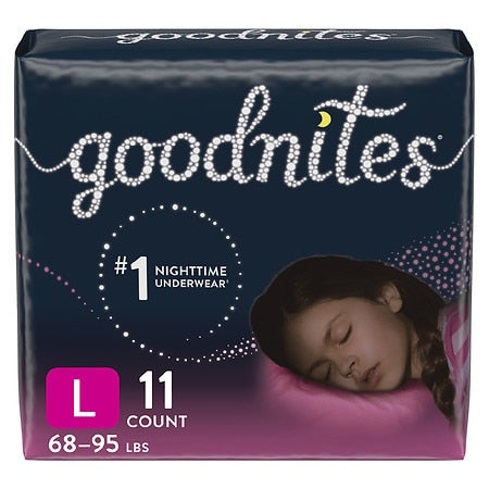 Goodnites Nighttime Bedwetting Underwear for Girls, L, 11 Ct