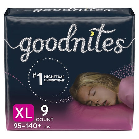 Goodnites Nighttime Bedwetting Underwear for Girls, XL, 9 Ct