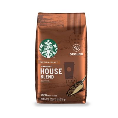 Starbucks Arabica Beans House Blend Medium Roast Ground Coffee 18 Oz