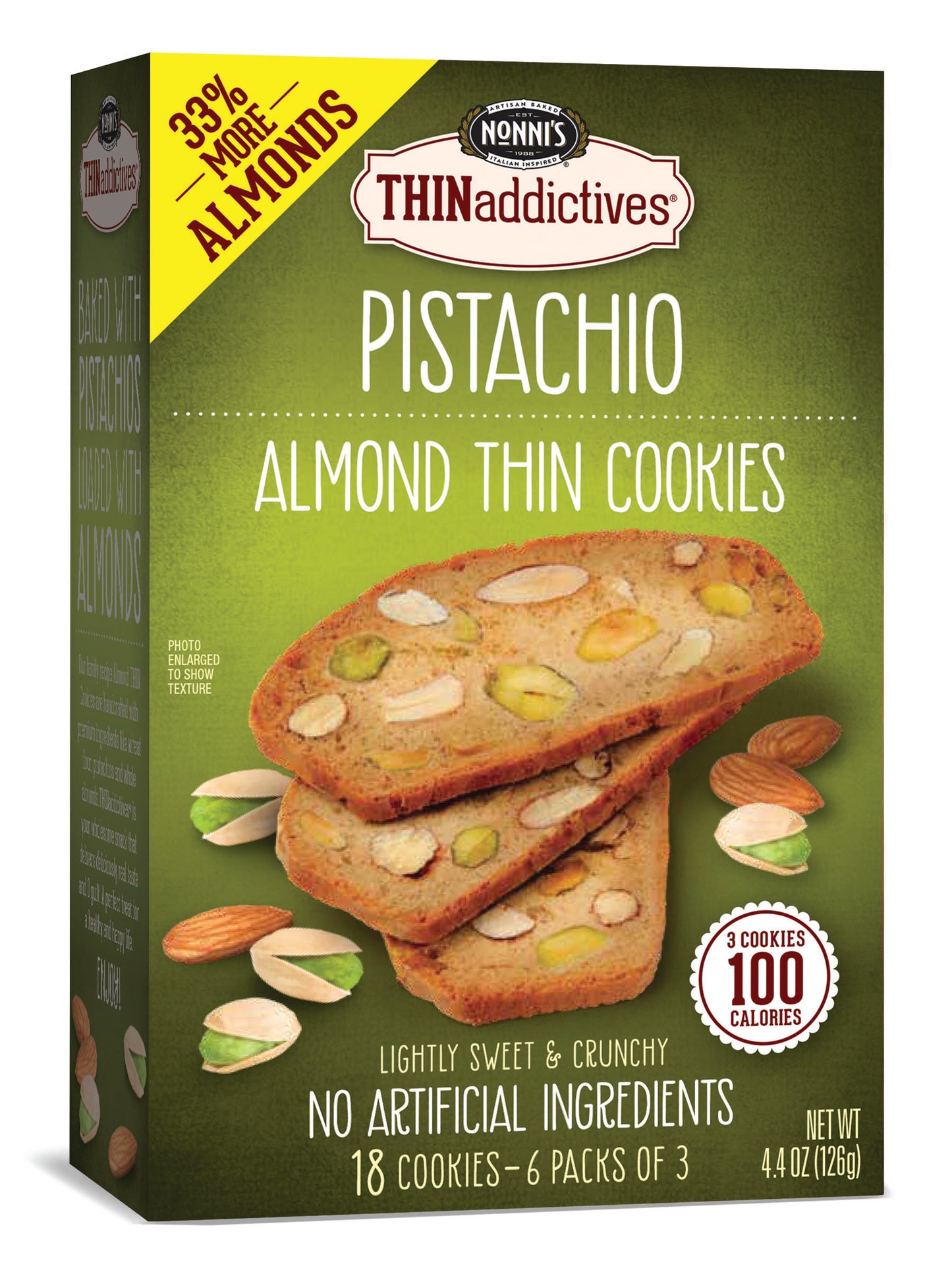 Nonni S THINaddictives Pistachio Almond Thin Cookies 18 Count 4.4 Oz