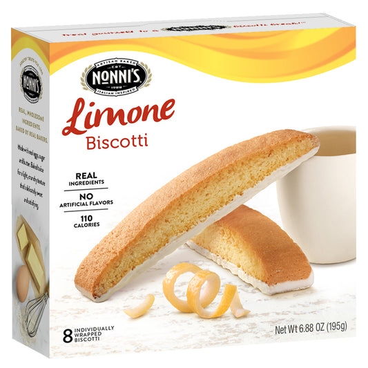 Nonni S Limone Biscotti Lemon Cookie Dipped in White Icing 6.88 Oz (195g) 8 Count