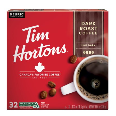 Tim Hortons Dark Roast K-Cup Coffee Pods for Keurig Brewers Recyclable 32 Ct