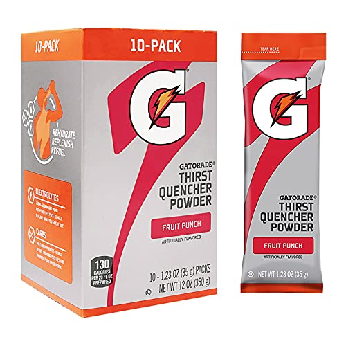 The Gatorade Company Thirst Quencher Powder, 1.23oz Packets, Makes 16.9 FL OZ (10 Pack) (Fruit Punch)