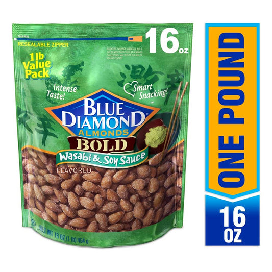 Blue Diamond Almonds BOLD Wasabi & Soy Sauce 16 Oz Bag