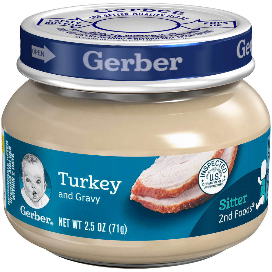 Gerber, Mealtime for Baby, 2nd Foods, Turkey & Gravy, 2.5 Oz