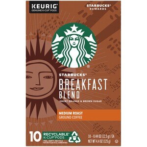 Starbucks Breakfast Blend K-Cup Pods, 10 Ct