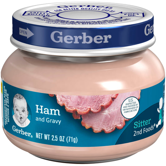 Gerber 2nd Foods Mealtime for Baby Baby Food Ham and Gravy 2.5 Oz Jar