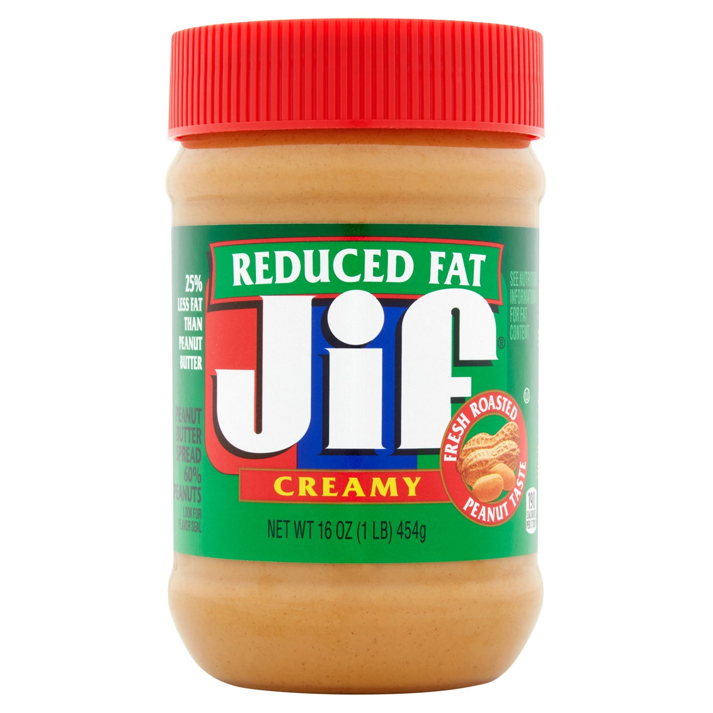 Jif Reduced Fat Creamy Peanut Butter Spread - 60% Peanuts 16 Ounces