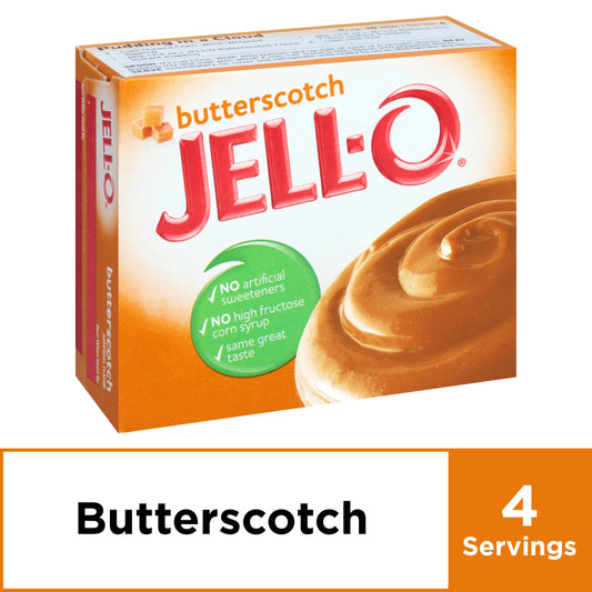 Jell-O Butterscotch Artificially Flavored Instant Pudding & Pie Filling Mix, 3.4 oz Box