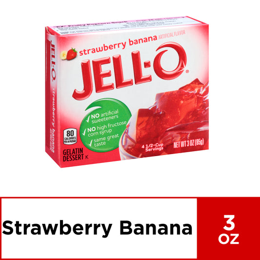 Jell-O Strawberry Banana Gelatin Dessert Mix, 3 oz Box