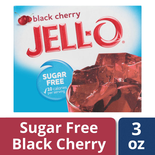 Jell-O Black Cherry Artificially Flavored Zero Sugar Low Calorie Gelatin Dessert Mix, 0.3 oz Box