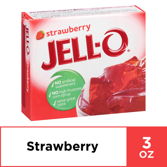 Jell-O Strawberry Artificially Flavored Gelatin Dessert Mix 3 Oz Box