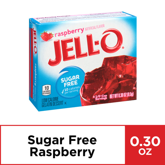 Jell-O Raspberry Artificially Flavored Zero Sugar Gelatin Dessert Mix 0.3 Oz Box