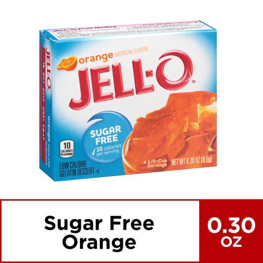 Jell-O Orange Artificially Flavored Zero Sugar Low Calorie Gelatin Dessert Mix 0.3 Oz Box