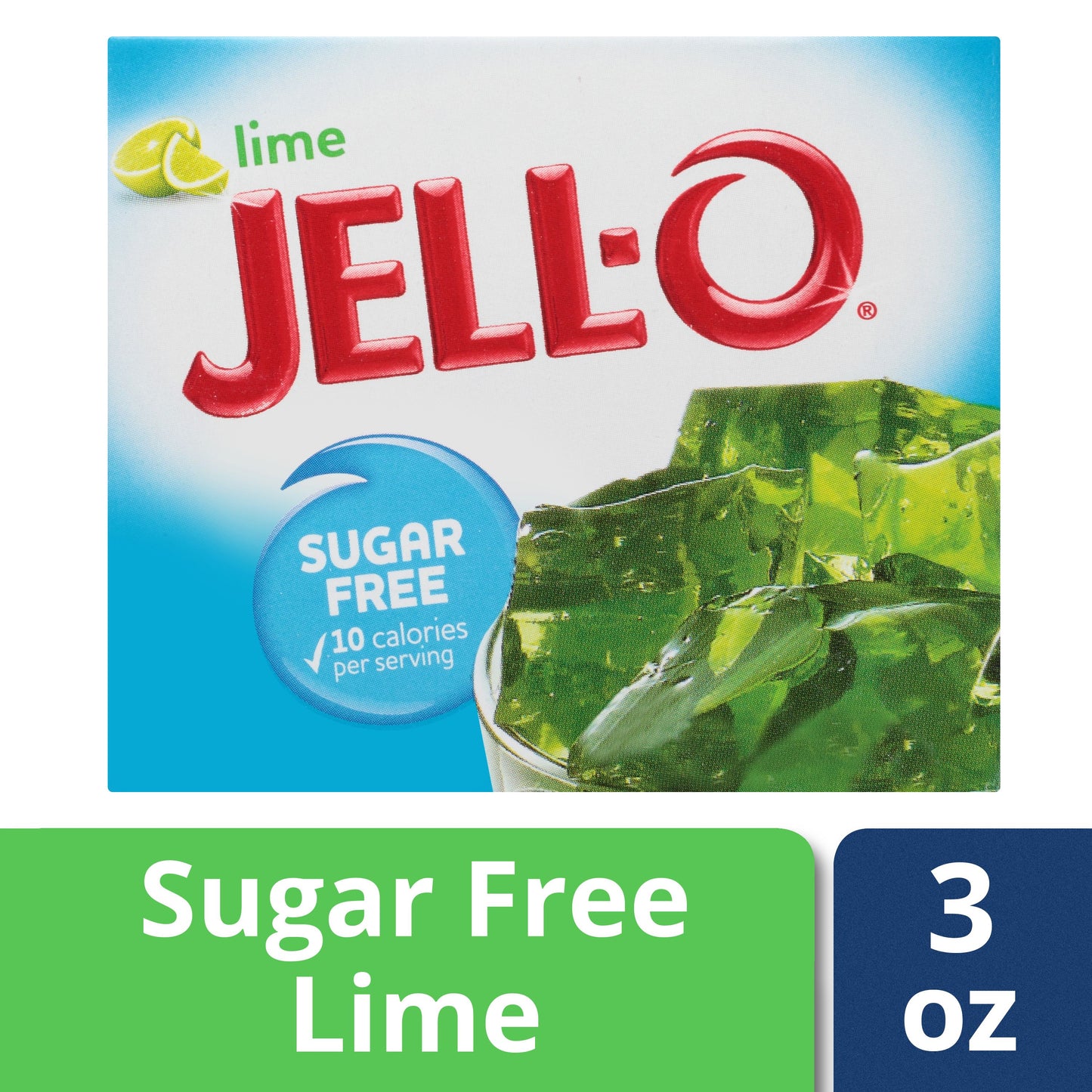 Jell-O Lime Artificially Flavored Zero Sugar Low Calorie Gelatin Dessert Mix 0.3 Oz Box